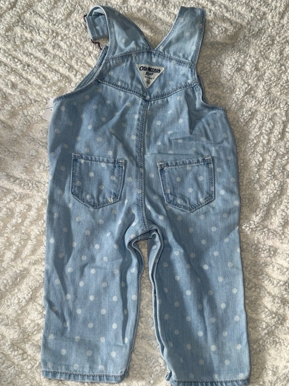 OshKosh B'gosh Light Blue Polka Dot Denim Overalls